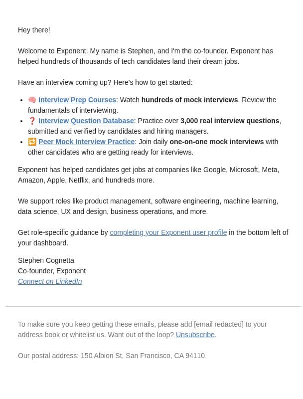 👋 Ready to ace your tech interviews? email from Pramp screenshot