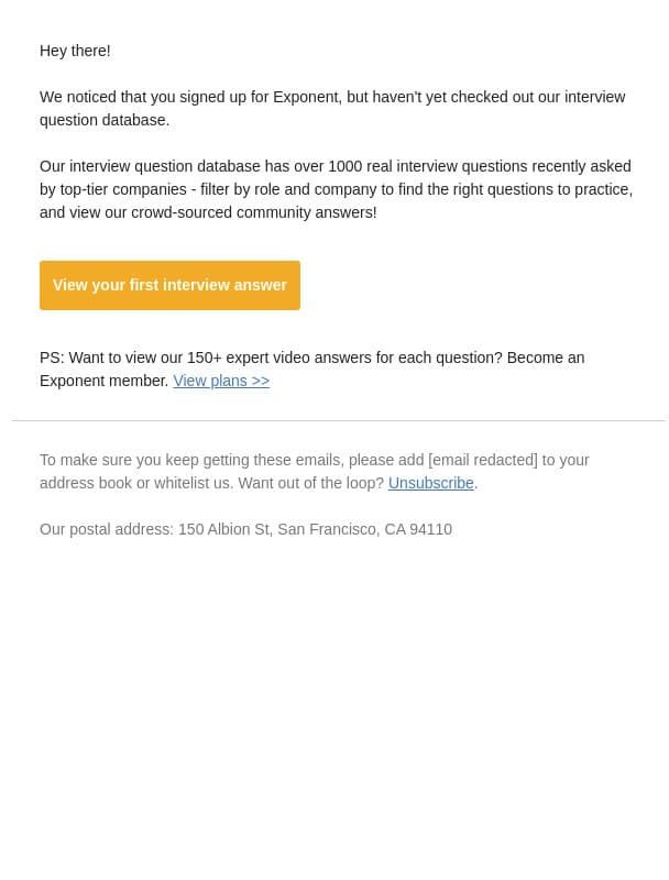 Browse our list of 1000+ real interview questions email from Pramp screenshot