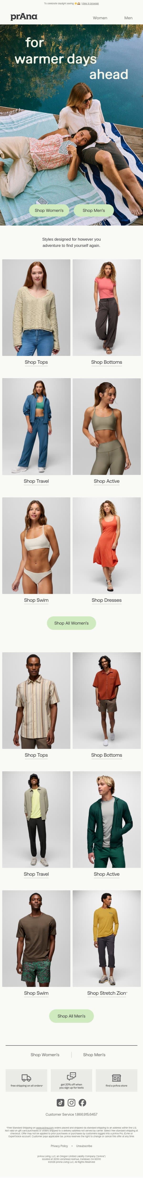 New & Bestselling Spring Styles email from Prana screenshot