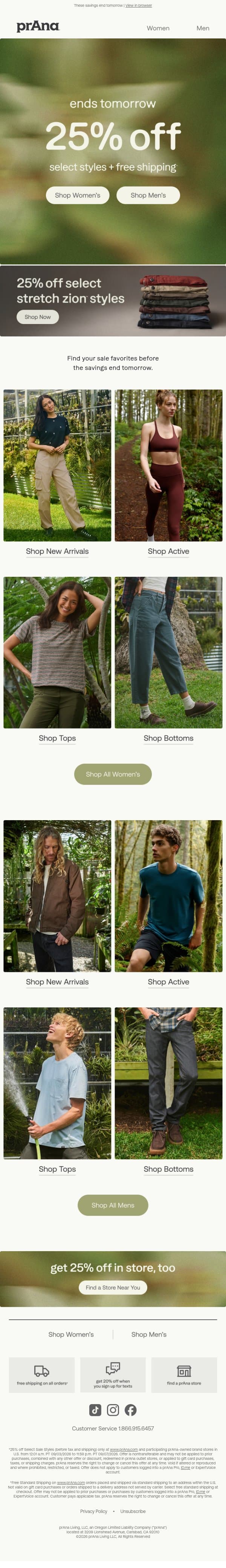 25% Off Stretch Zion™, Fall Favs & More email from Prana screenshot