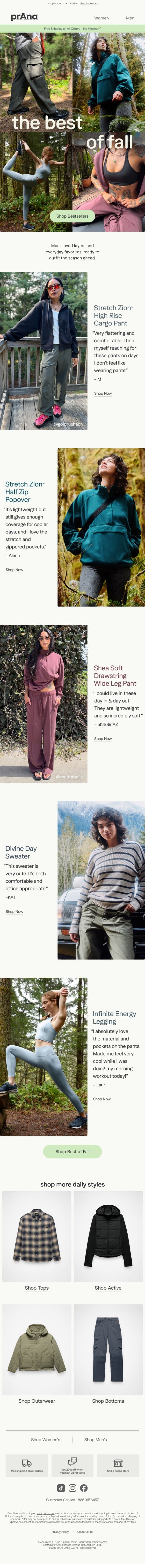 Special Delivery: The Best of Fall email from Prana screenshot
