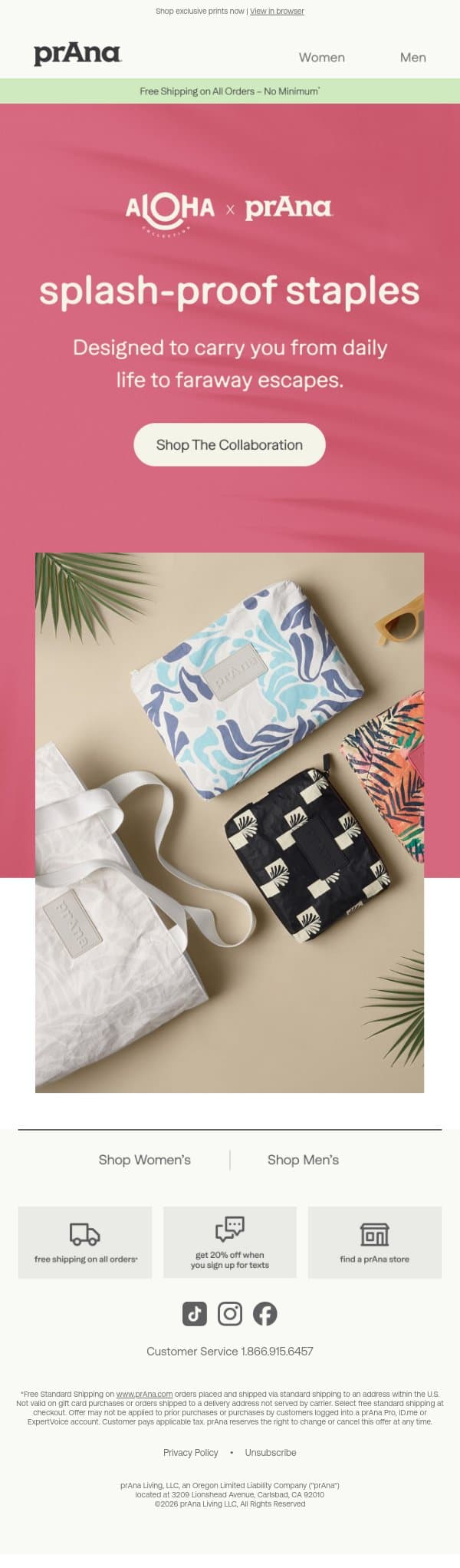 ALOHA x prAna Collab is Here email from Prana screenshot