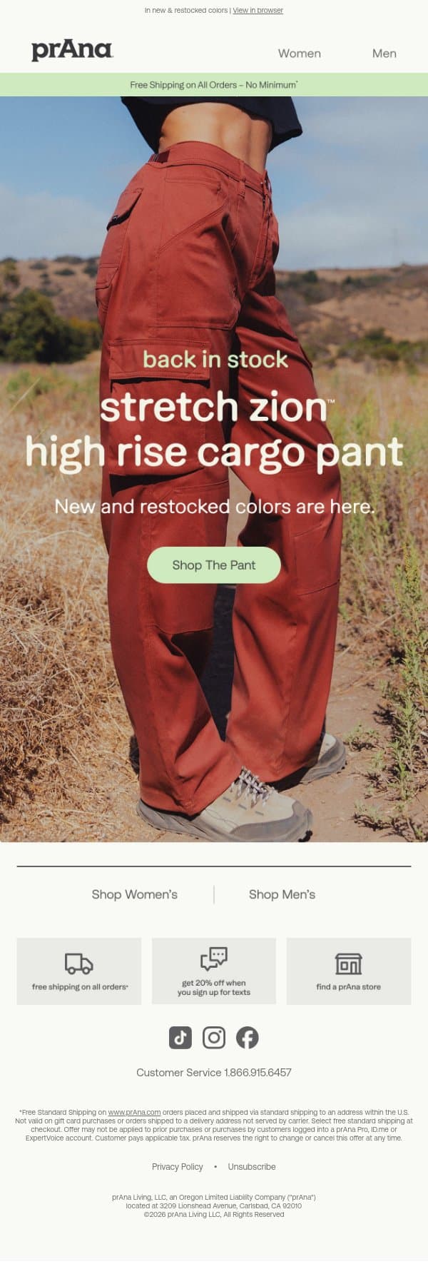 Stretch Zion™ Cargo Pant is Back ❤️ email from Prana screenshot