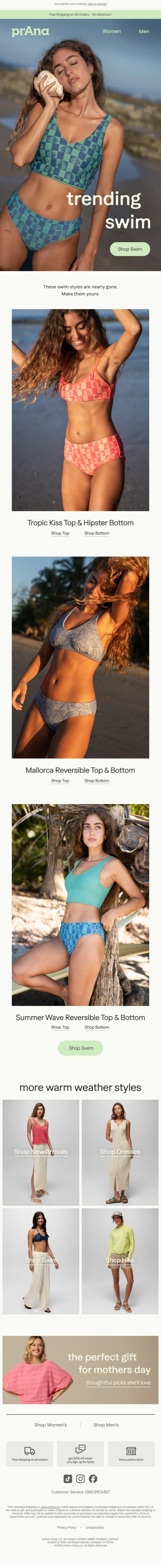 Swim is Selling Fast 👙🔥 email from Prana screenshot