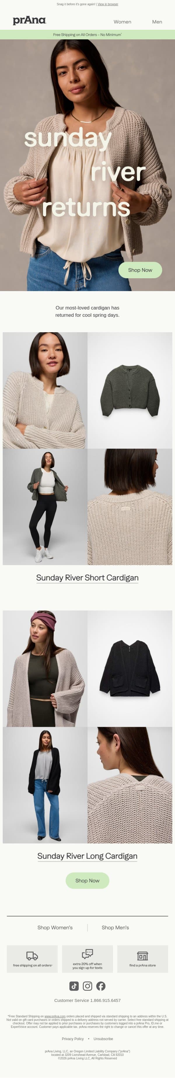 Sunday River is Back 📣 email from Prana screenshot