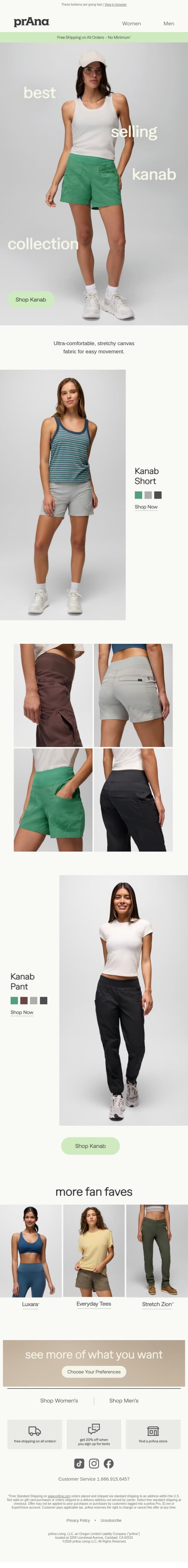 5-Star Kanab Favorites email from Prana screenshot