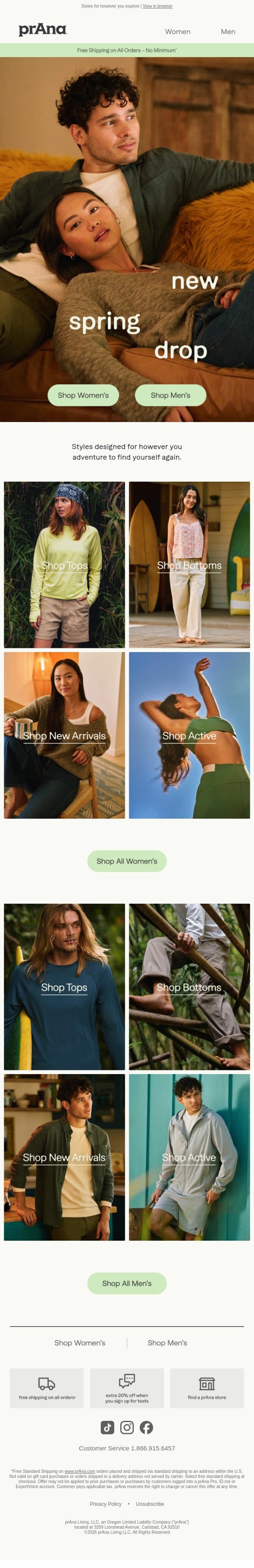 New Adventure Essentials email from Prana screenshot