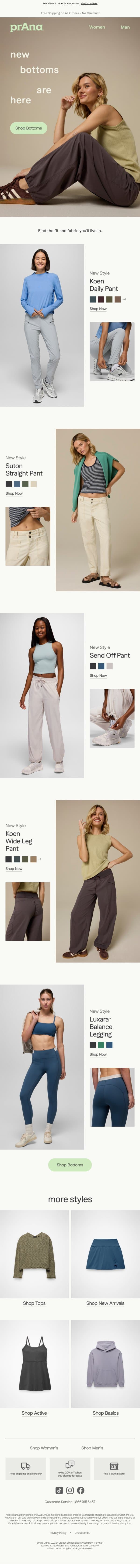 👀 New Bottoms 👀 email from Prana screenshot