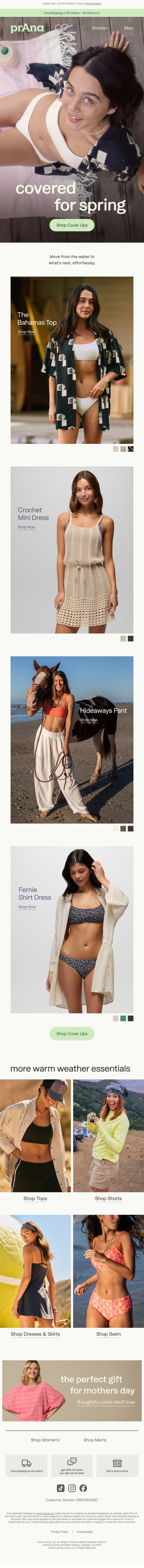 Cover Ups You'll Live In email from Prana screenshot