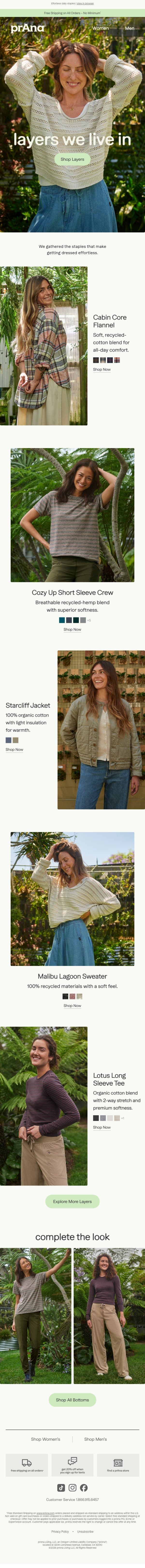 Layers We Live In email from Prana screenshot