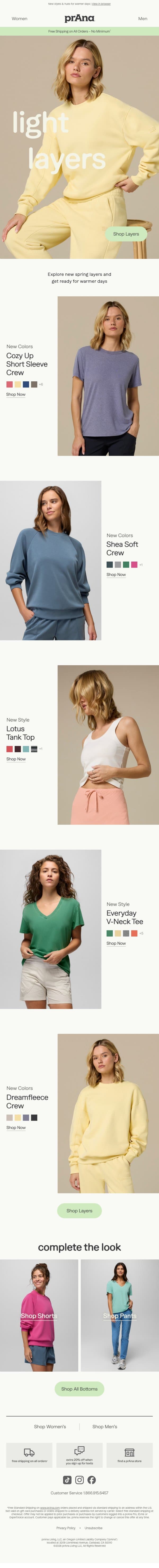 Fresh Spring Layers 🌱 email from Prana screenshot