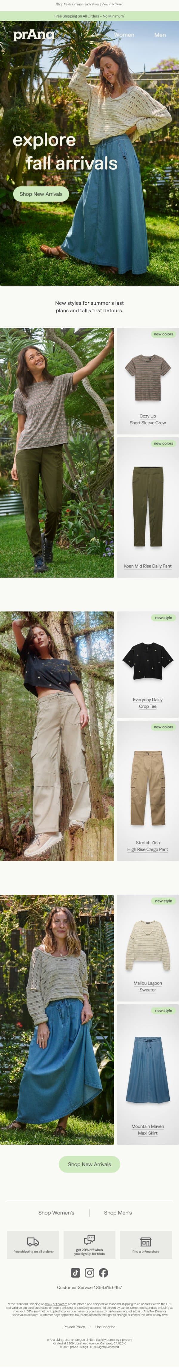 Just Dropped: New Arrivals 🥳 email from Prana screenshot