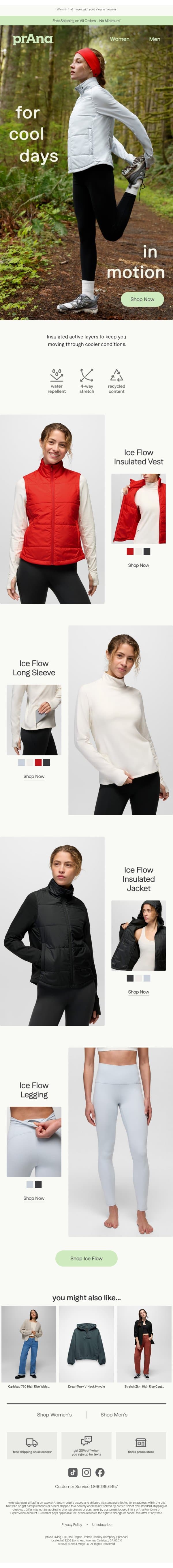 New Insulated Activewear email from Prana screenshot