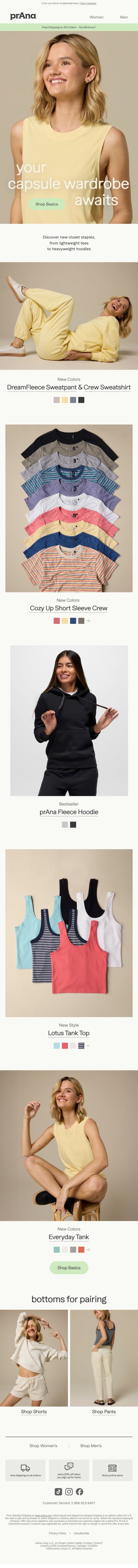 Explore New Everyday Essentials email from Prana screenshot