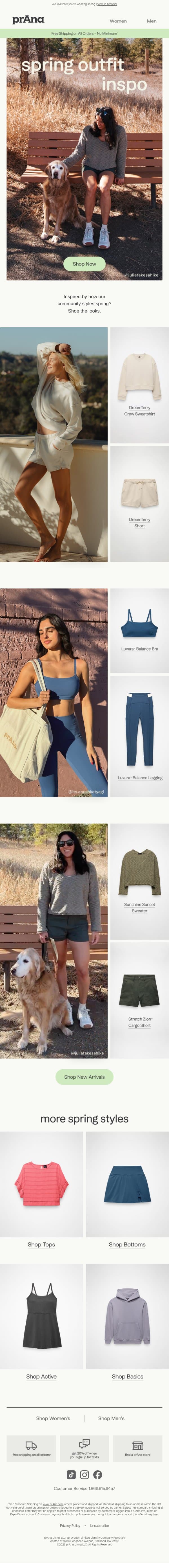 New Spring Styles, Spotted 👀🌸 email from Prana screenshot