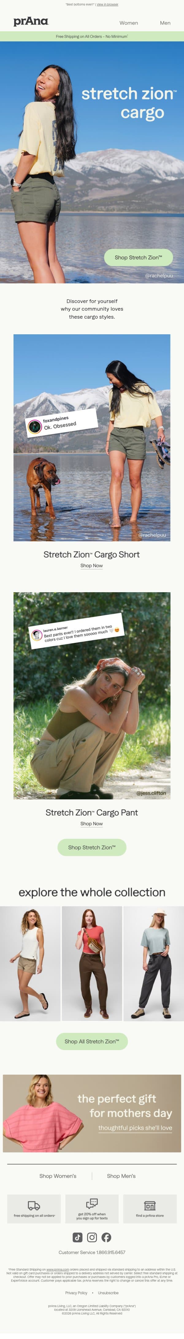 Everyone Loves Stretch Zion™ Cargo email from Prana screenshot