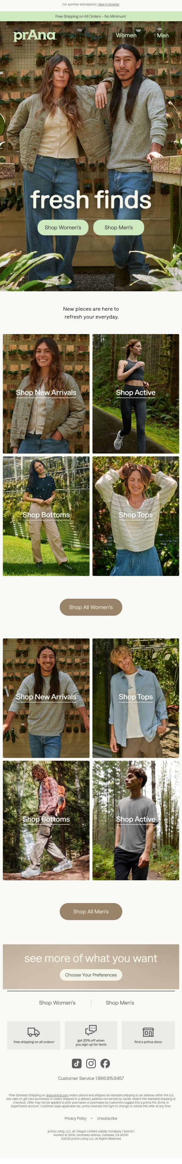 Just In: Versatile New Styles email from Prana screenshot