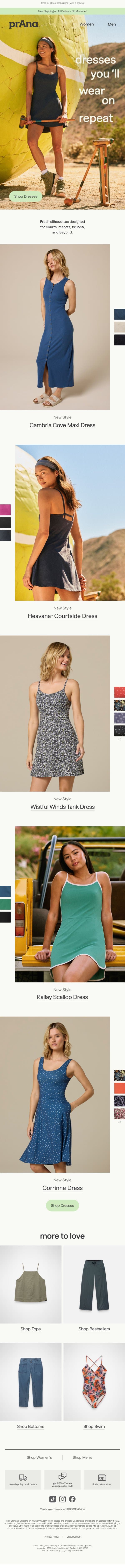 A Dress for Every Occasion email from Prana screenshot