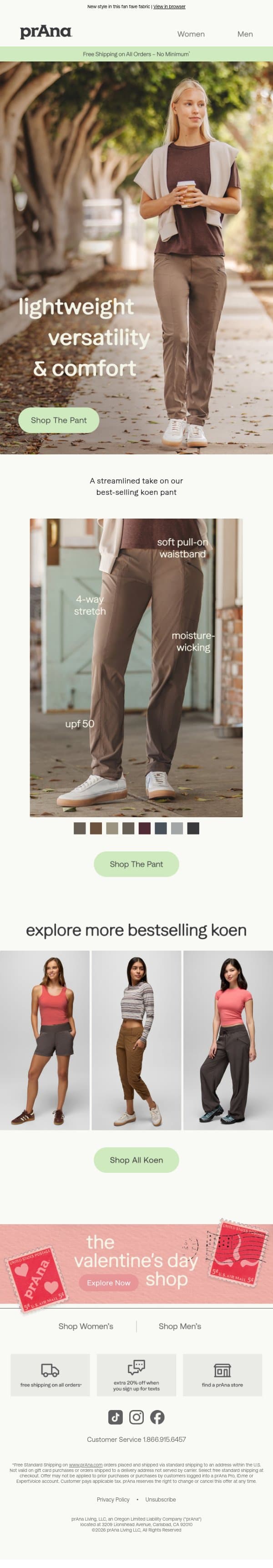 🆕 Koen Daily Pant 🆕 email from Prana screenshot