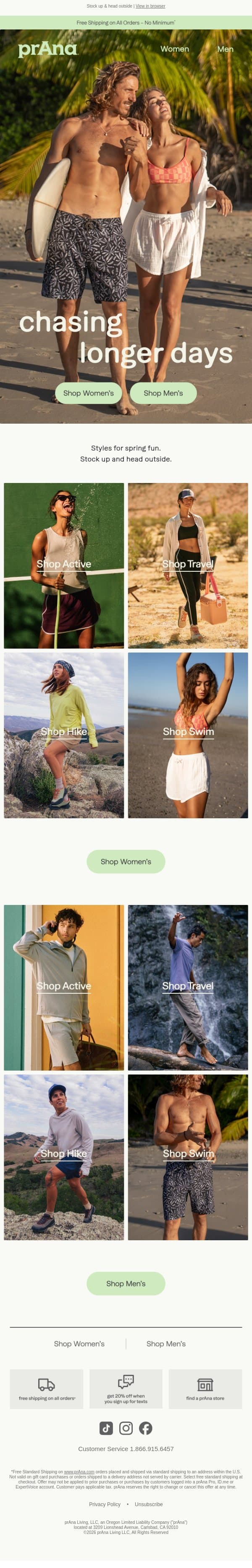 New Styles for Spring Fun email from Prana screenshot