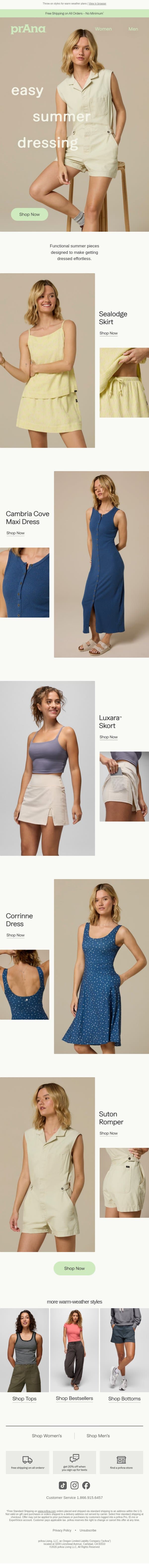 The Easiest Summer Outfits email from Prana screenshot