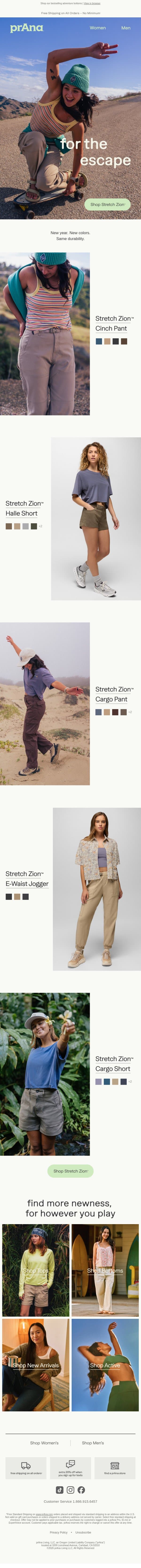 New Stretch Zion™ is Here email from Prana screenshot