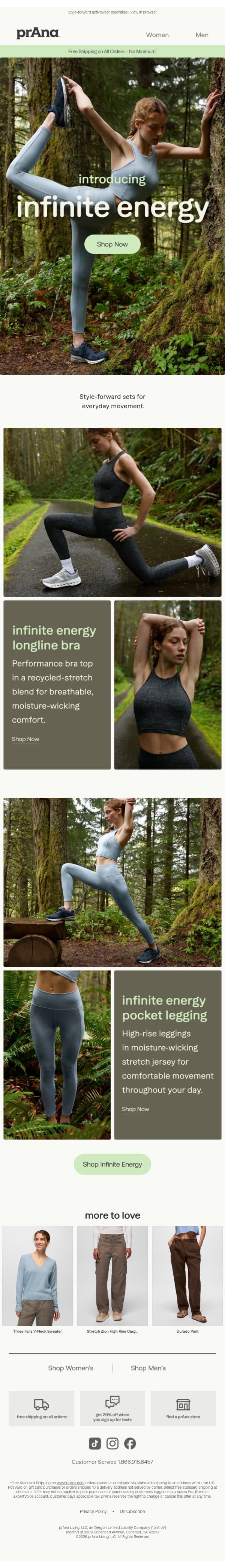 New Active: Infinite Energy email from Prana screenshot