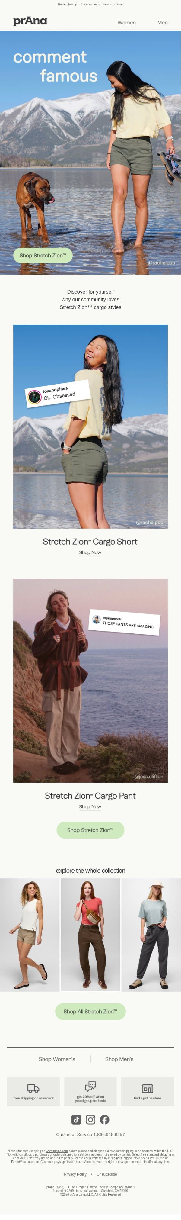 Verified Favorites: Stretch Zion™ Cargo email from Prana screenshot