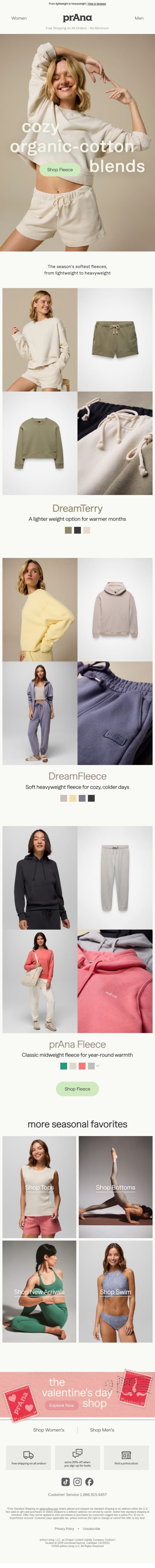Find Your Favorite Fleece email from Prana screenshot
