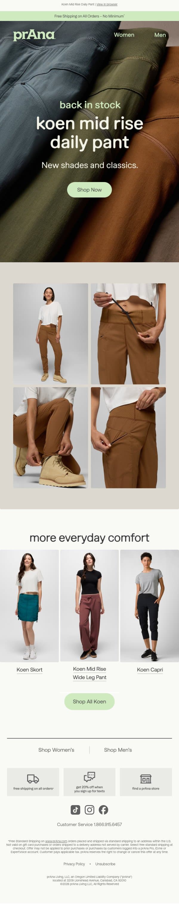 New Stock Alert 🚨 email from Prana screenshot