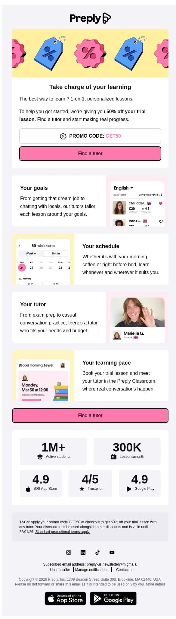 Speak confidently 🗣️ email from Preply screenshot
