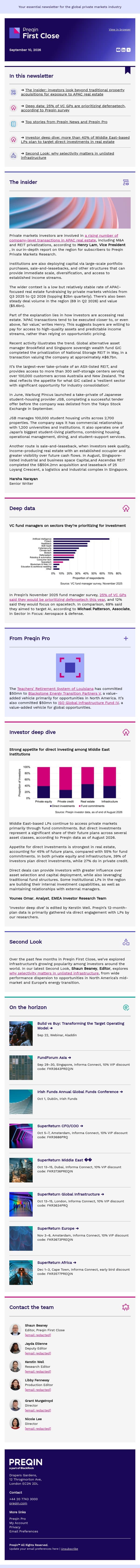 Investors turn to innovative real estate deals in APAC email from Preqin screenshot