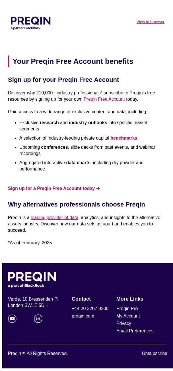 Have you seen Preqin’s latest insights? email from Preqin screenshot