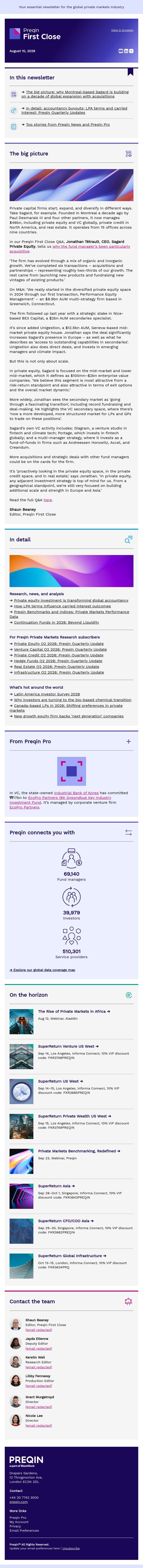 When private capital firms buy private capital firms email from Preqin screenshot