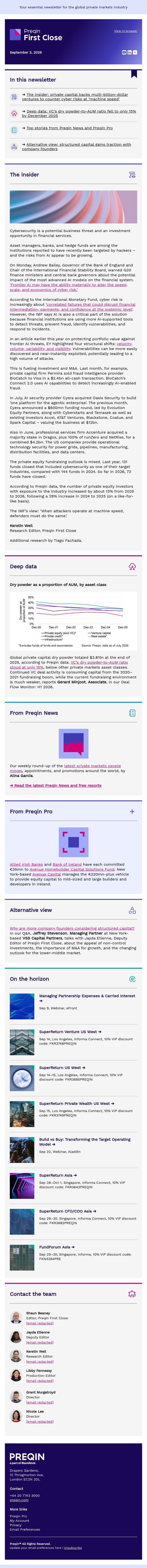 Cyber threat boosts investor interest in security email from Preqin screenshot