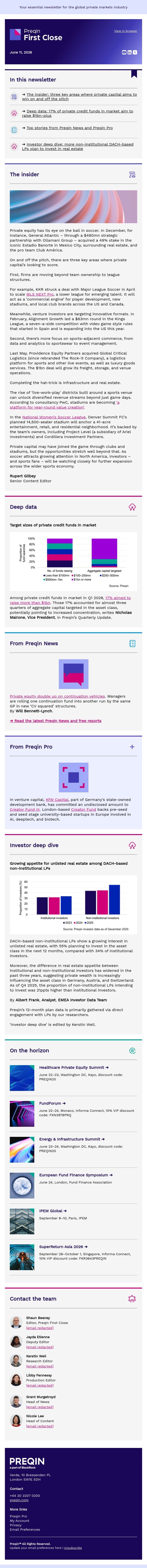 Soccer investors look to score more deals email from Preqin screenshot