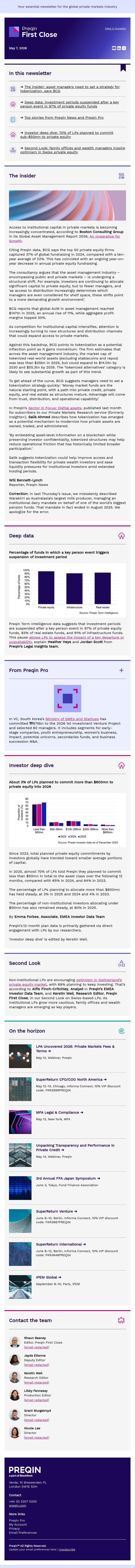 Tokenization gains momentum in the $147tn AUM global asset management industry email from Preqin screenshot