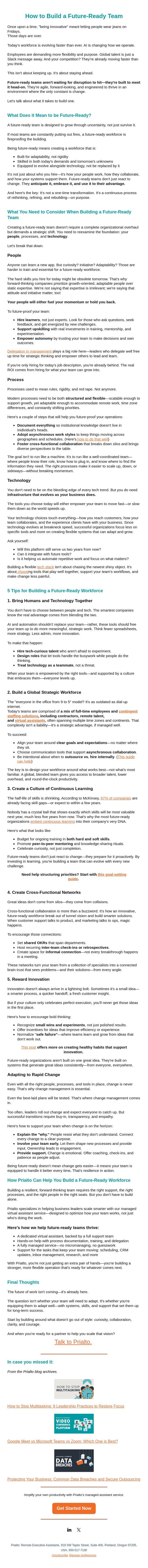 The Future of Work Is Already Here email from Prialto screenshot