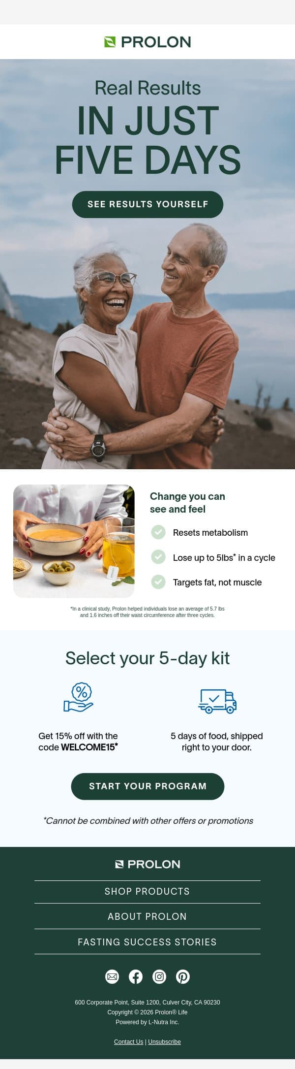Can you really reset your body in 5 days? email from ProLon screenshot