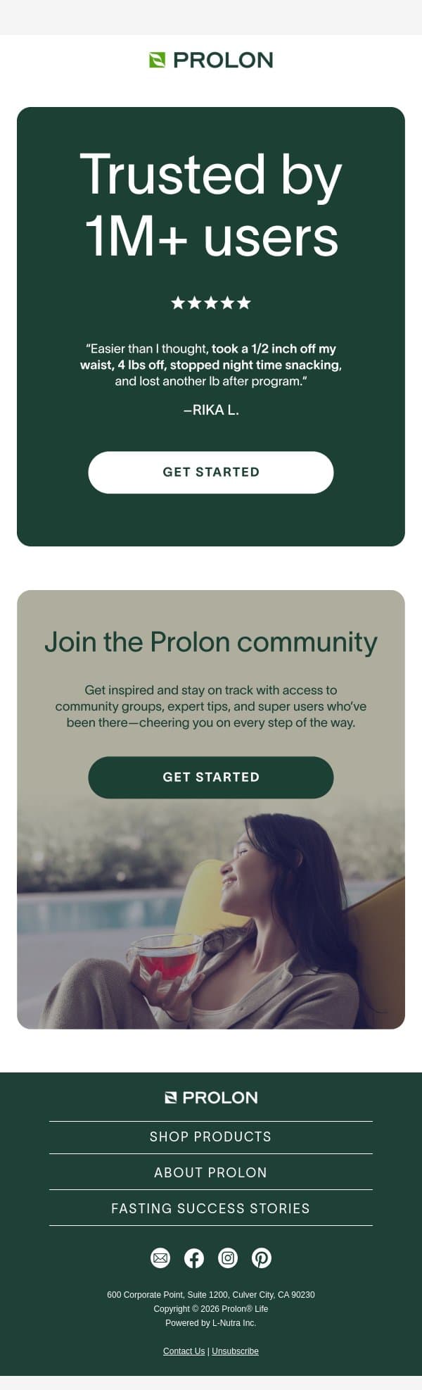 “Easier than I thought…” email from ProLon screenshot