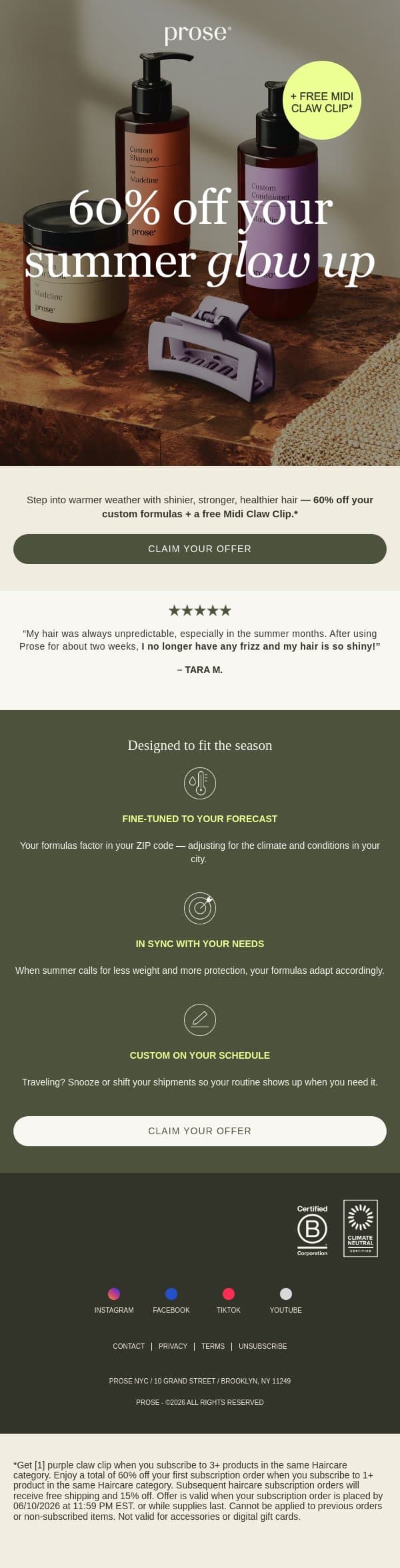 Ready for summer in your city? email from Prose screenshot