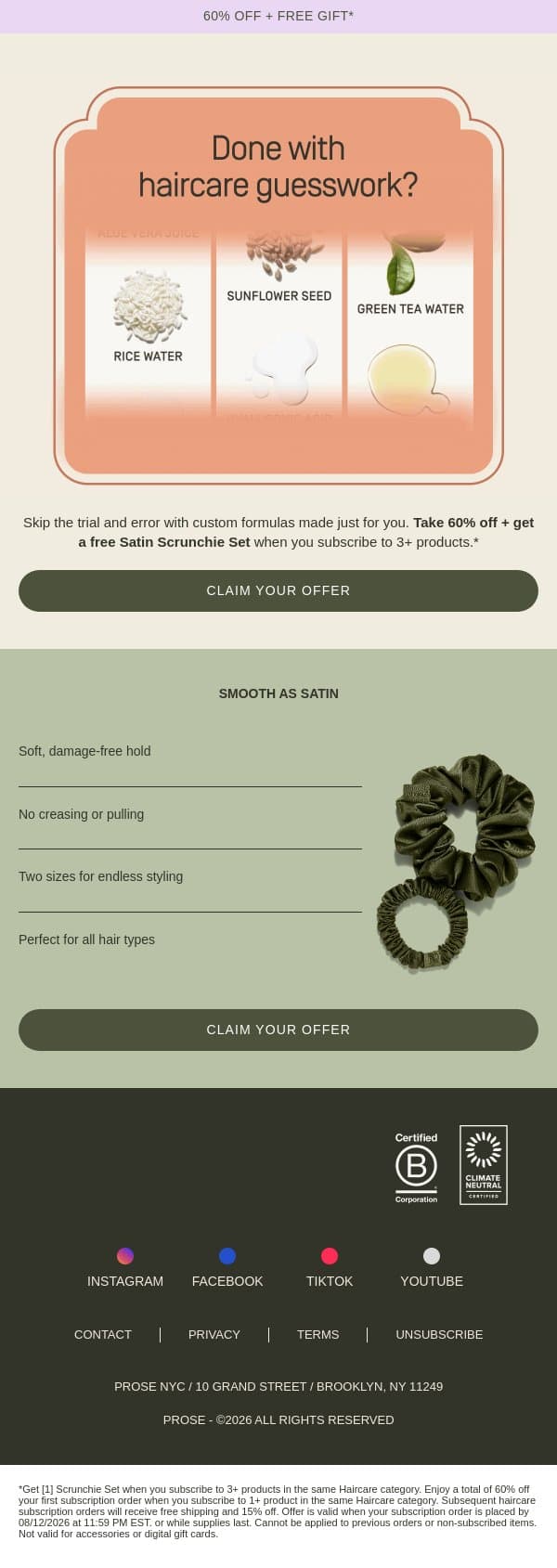 No more haircare guesswork email from Prose screenshot