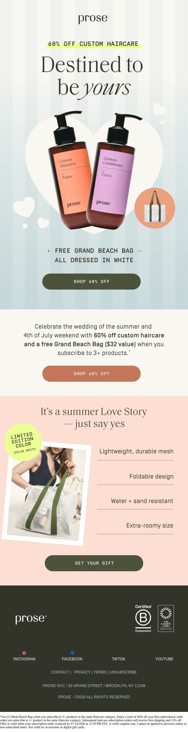 Something big is happening this weekend… email from Prose screenshot