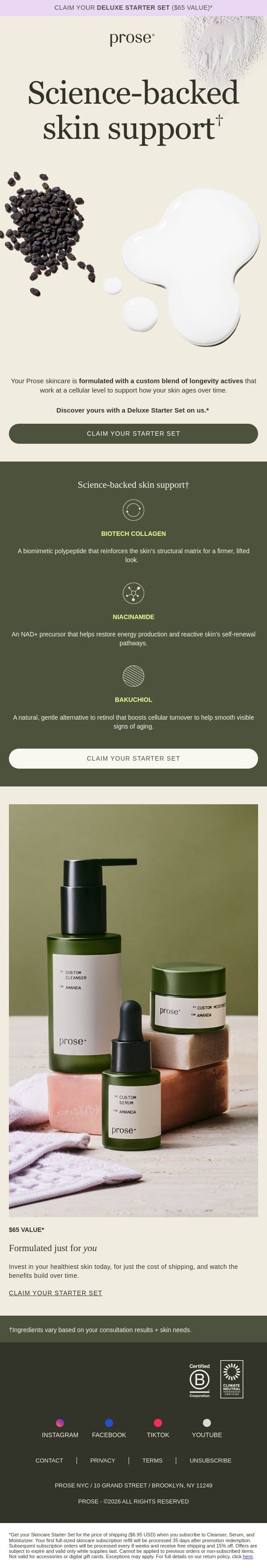 Future-proof your skin for $6.95 email from Prose screenshot