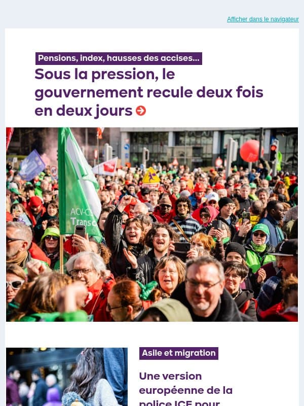 Le gouvernement recule deux fois en deux jours | Une version européenne de l'ICE pour enfermer des enfants ? email from PTB