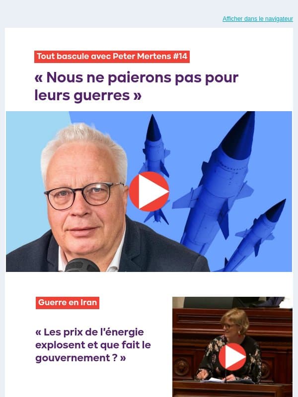 Nous ne paierons pas le prix de leurs guerres | Cuba n'est pas seule email from PTB