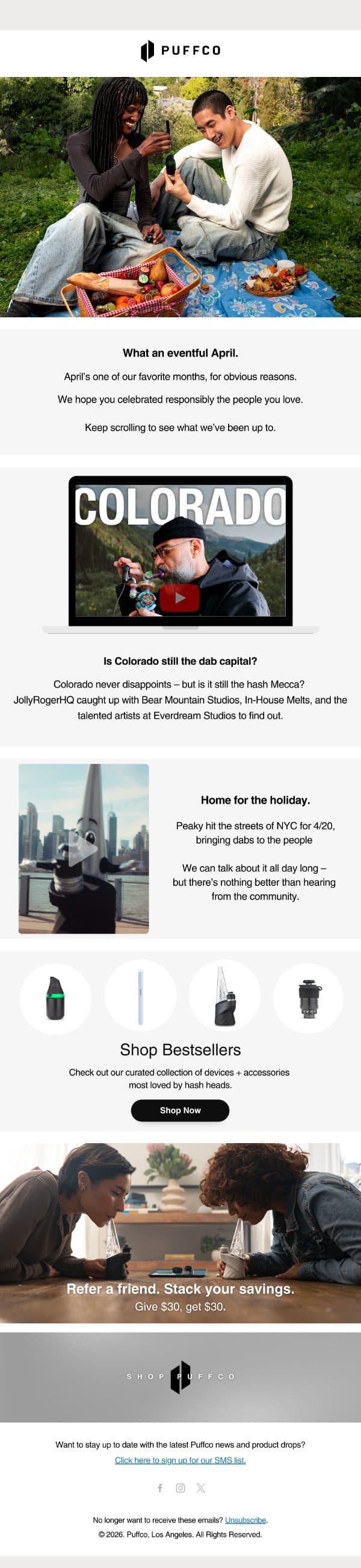 What have we been up to lately? email from Puffco screenshot