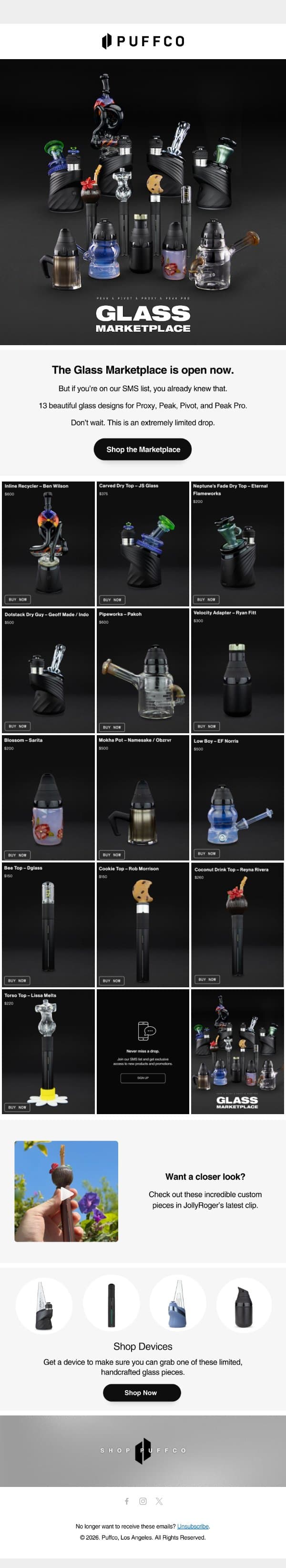 Now open: Glass Marketplace email from Puffco screenshot