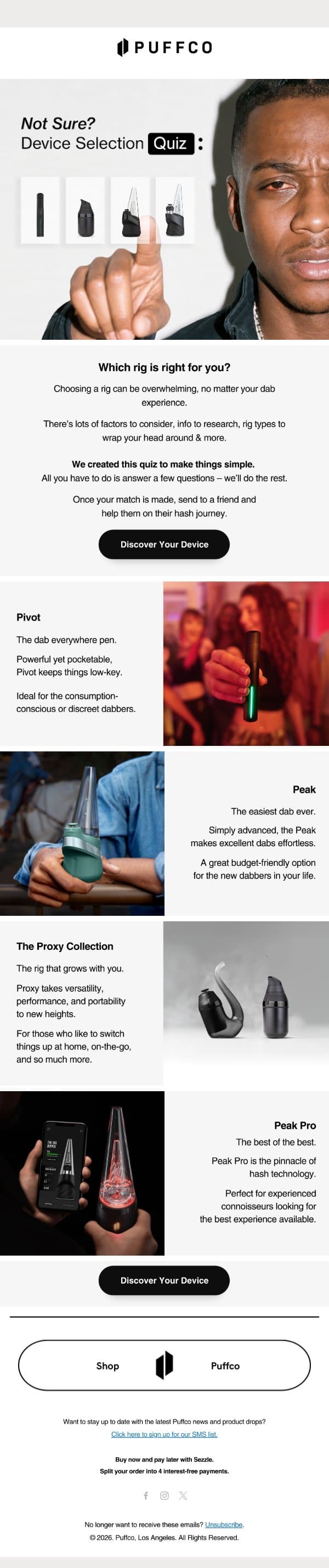 We’ve got a brand new quiz. email from Puffco screenshot