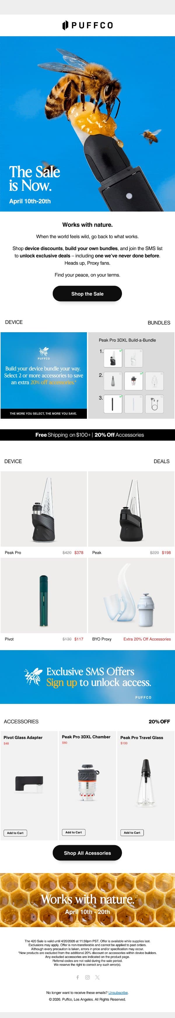 The 420 Sale is live. email from Puffco screenshot